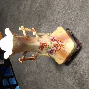 Vintage Floral Ceramic Vase with Handles